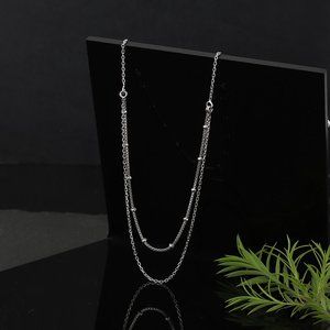 Vanbelle Sterling Silver Jewelry Double Layered Beaded Choker Necklace